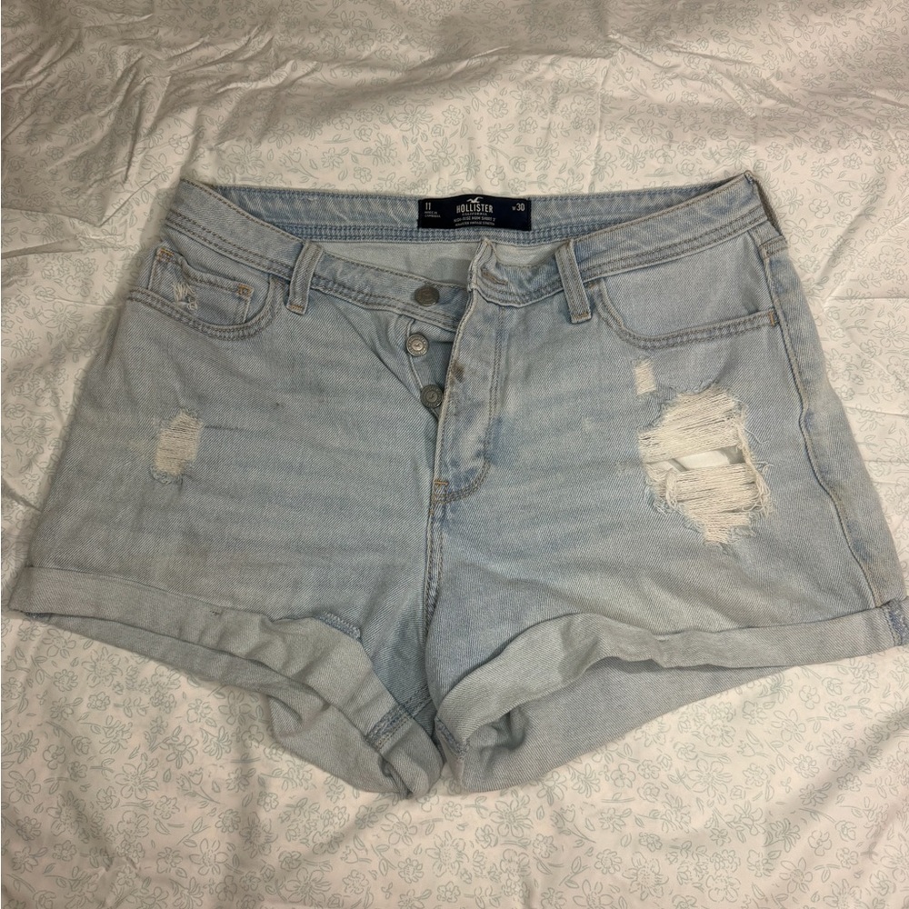 Hollister Light Blue Ripped Jean Shorts